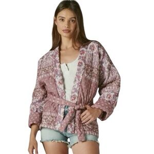 Lucky Brand Floral Kimono Jacket Size M L
Quilted Boho Cottagecore Block Print
